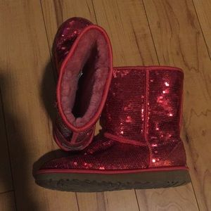 Red sparkle Uggs size 9